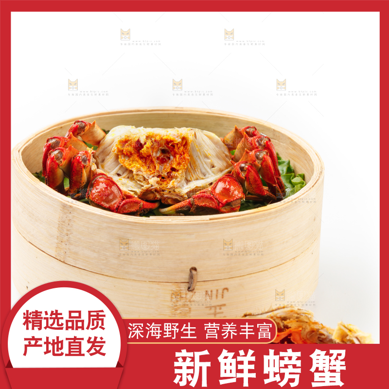 白底上的大闸蟹
