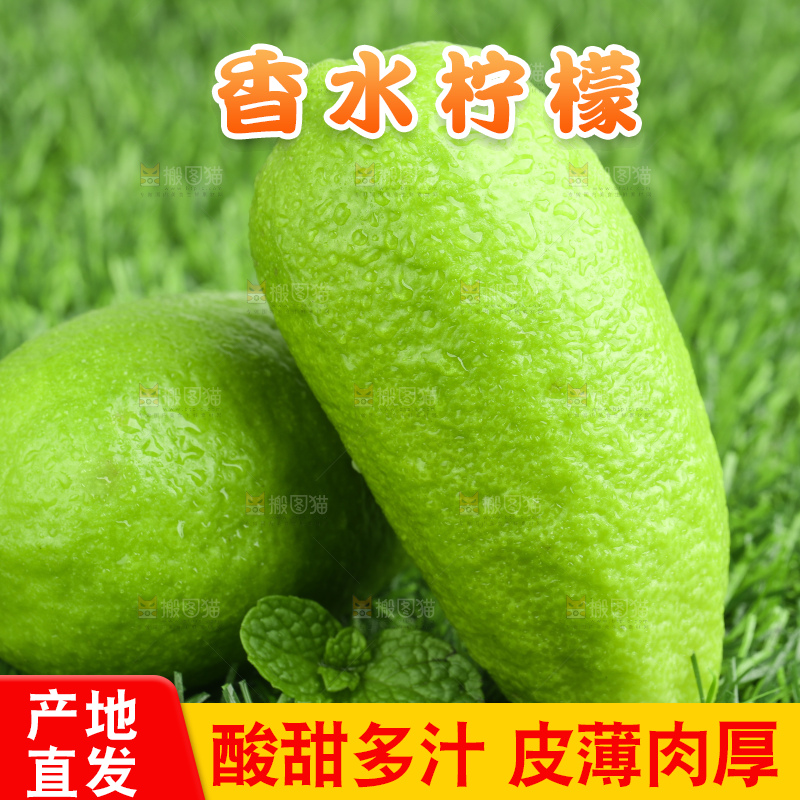 草地上放着香水青柠檬