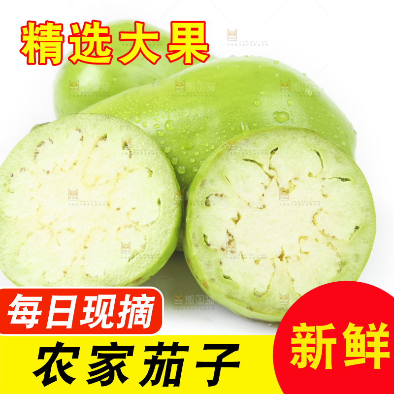 白底上放着青皮茄子