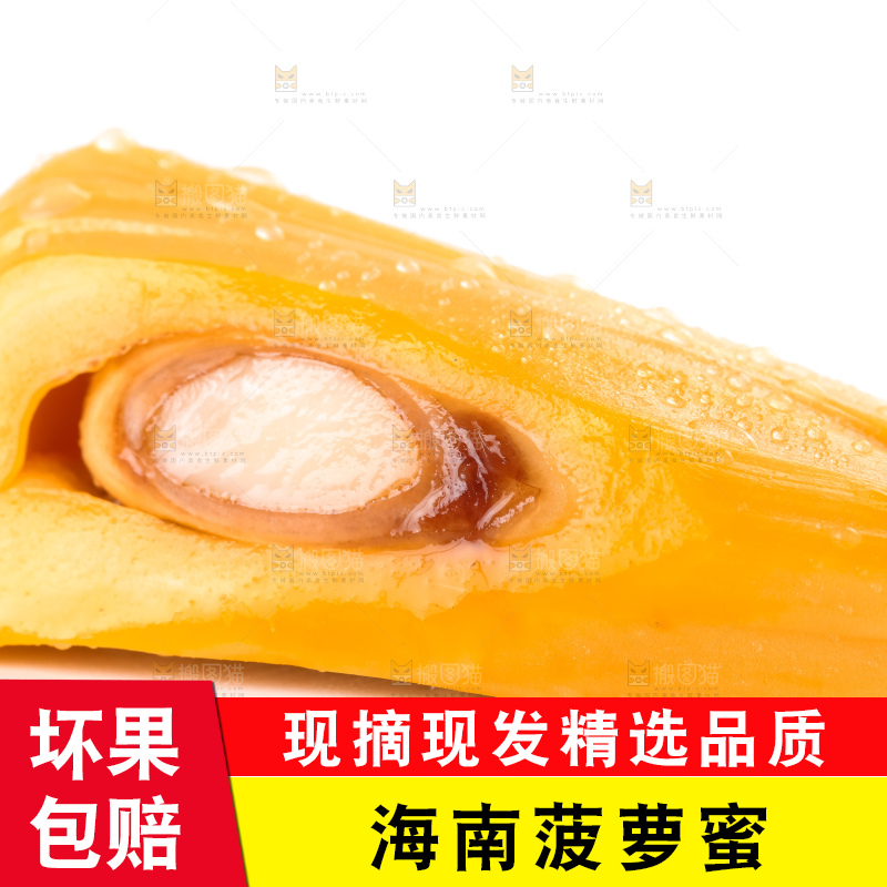 白底上摆放着红心菠萝蜜
