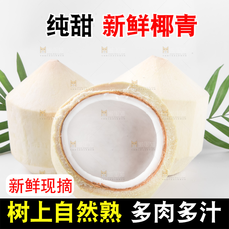 白底上放着椰青