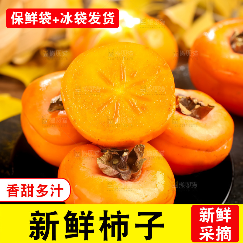 黑石板上放着易县磨盘柿