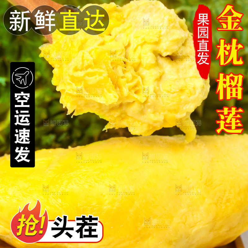 白底上放着泰国金枕榴莲