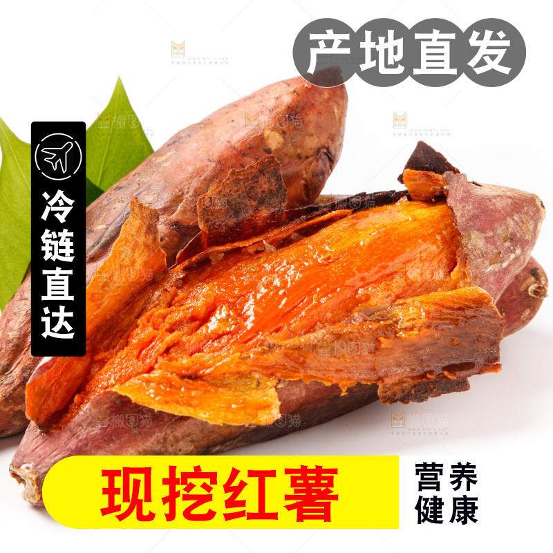 白底上的烤红薯