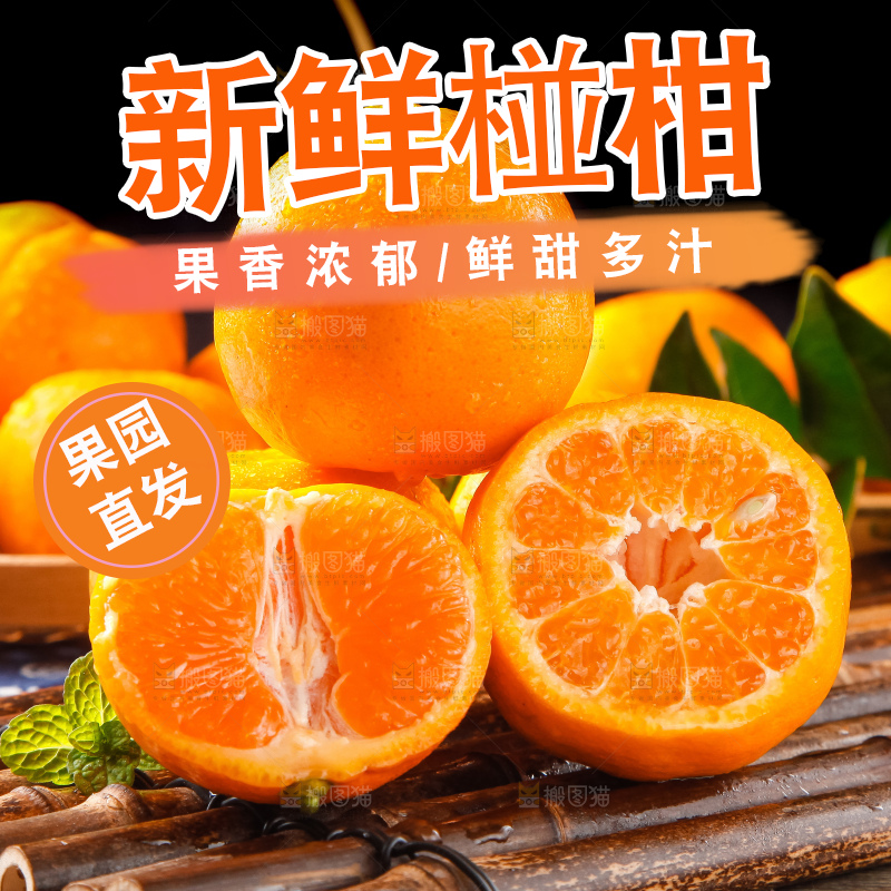 竹底上摆放着橘子