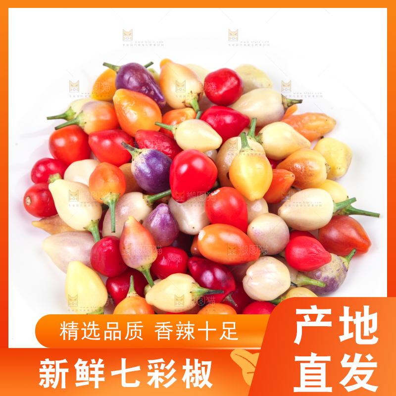 白底上的七彩椒