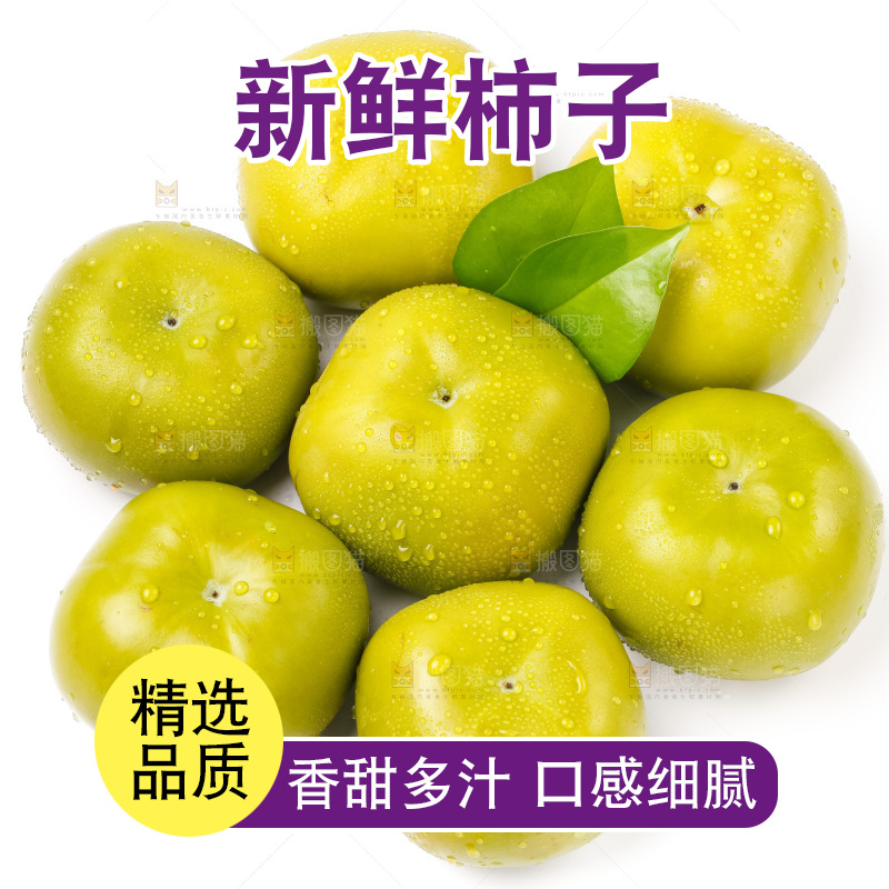 白底上放着青皮柿子