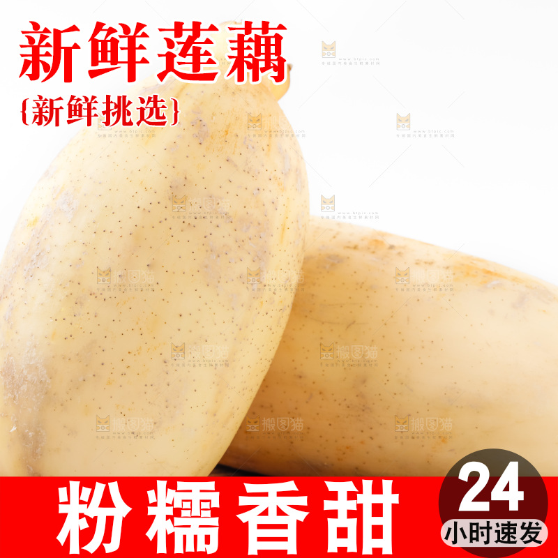 白底上放着莲藕