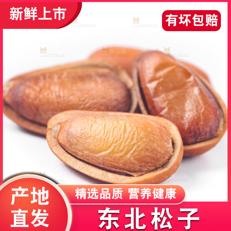 白底上放着东北松子