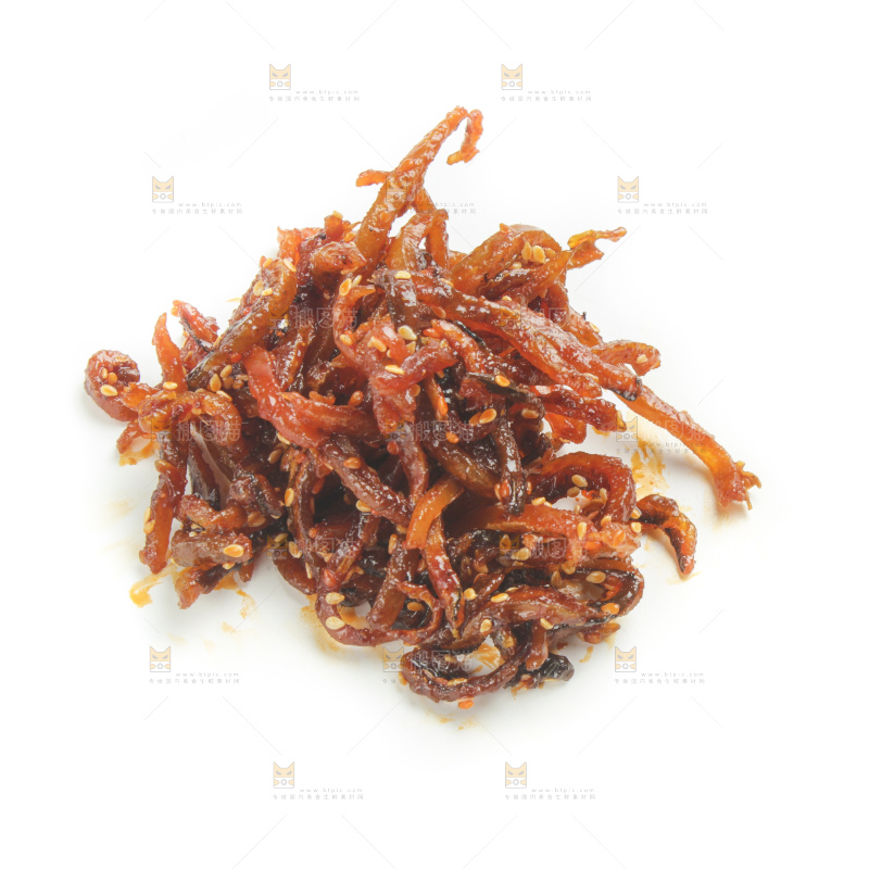 白底上的香辣鳗鱼干