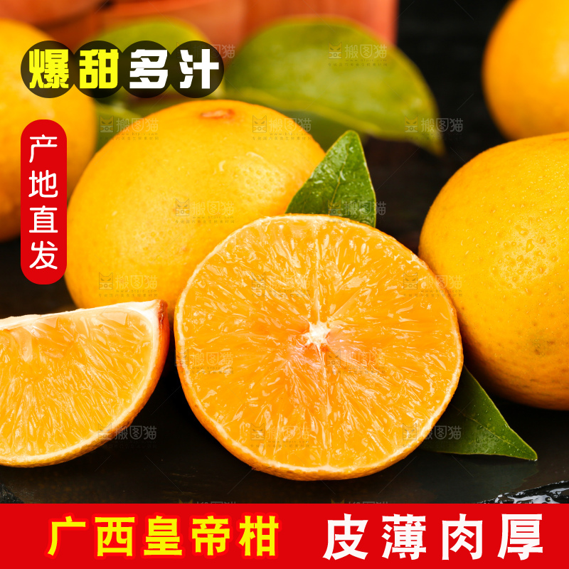 黑底上一堆新鲜的广西皇帝柑