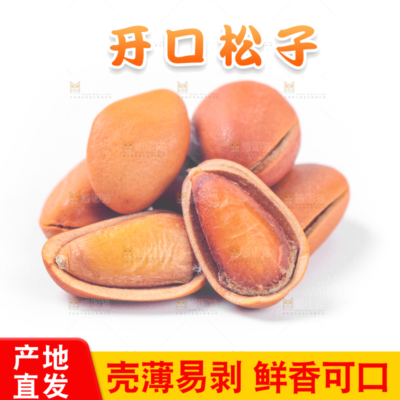 白底上放着东北松子