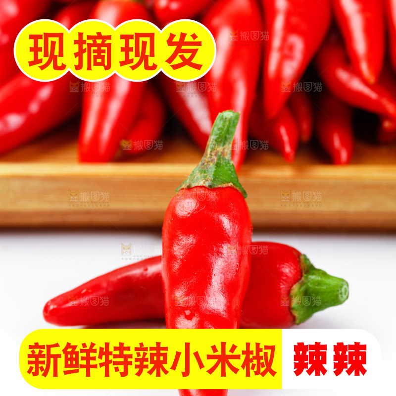白底上摆放着广西小米椒