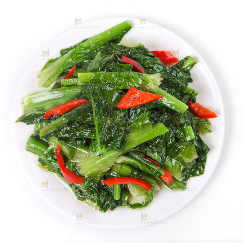 盘子里的炒莴笋叶