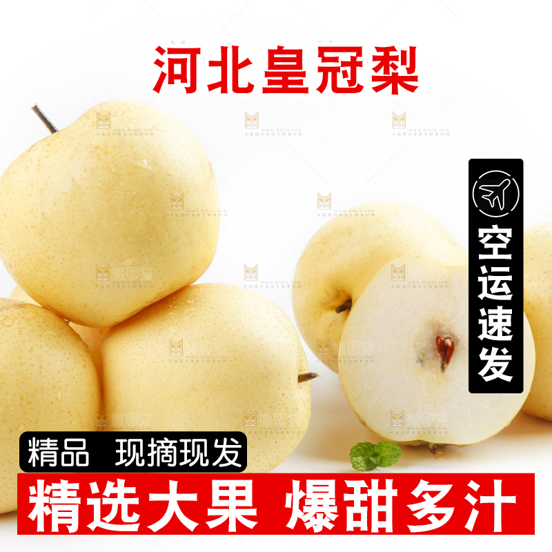 白底上摆放着河北皇冠梨