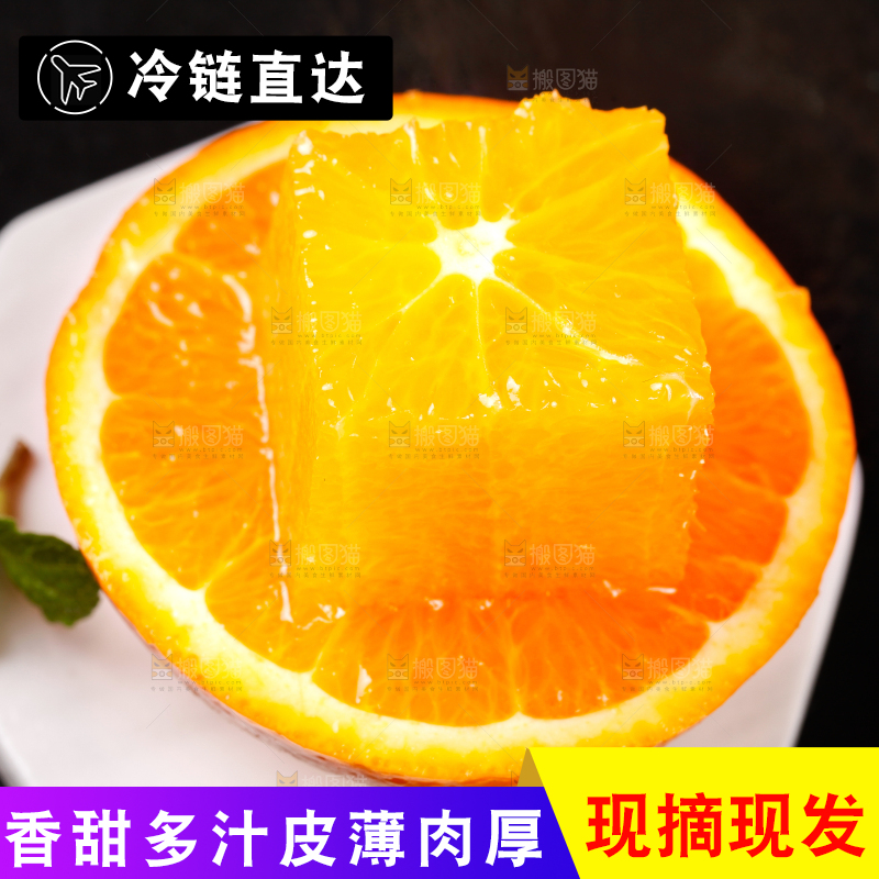 白底上摆放着脐橙