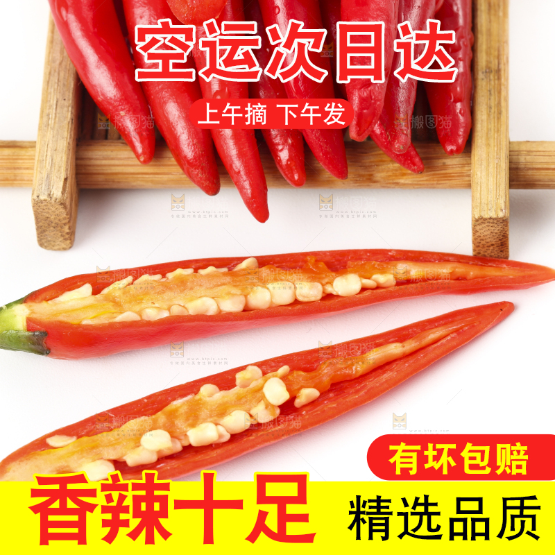 白底上摆放着小米辣椒