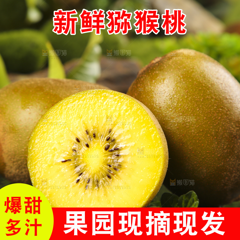 深底上摆放着黄心猕猴桃