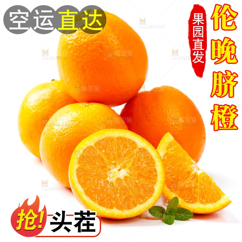 白底上放着伦晚脐橙