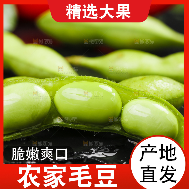 黑底上摆放着毛豆角