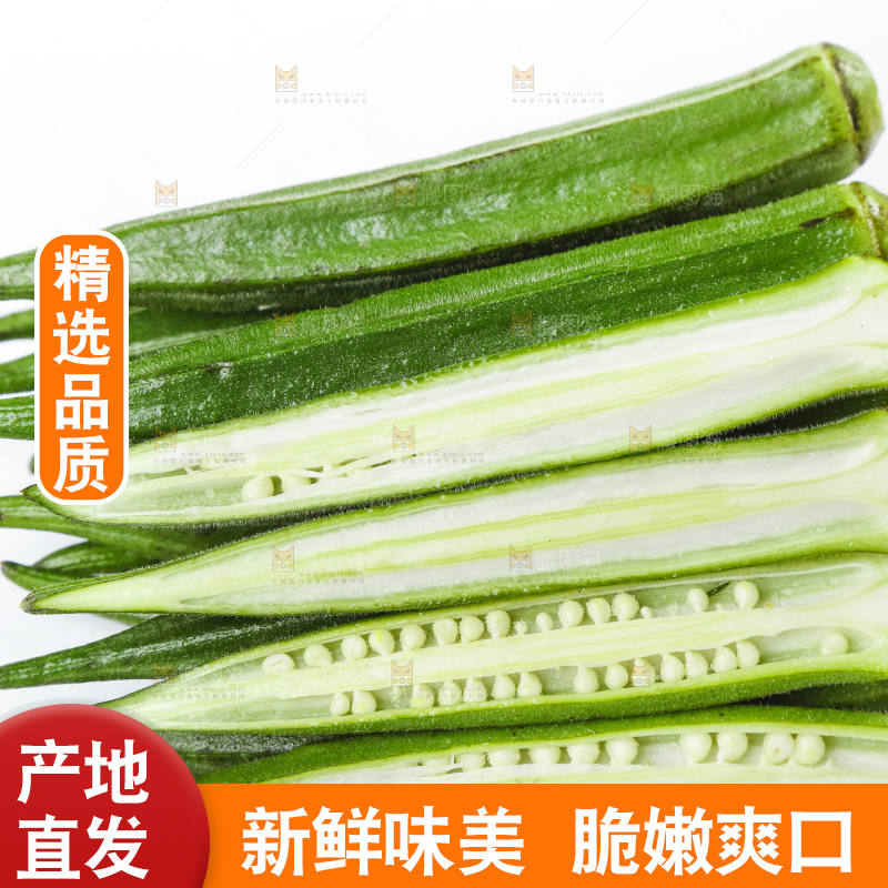 白底上摆放着秋葵