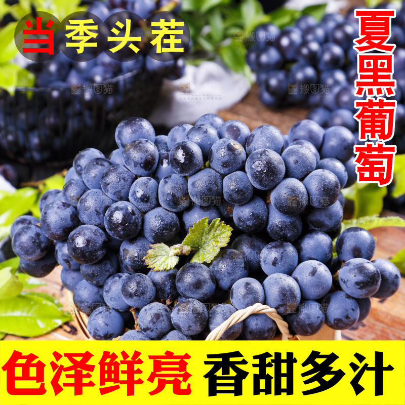 篮子里装着无籽黑提