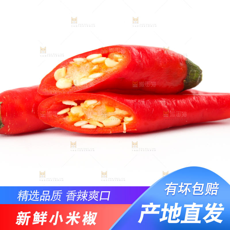 白底上摆放着小米椒