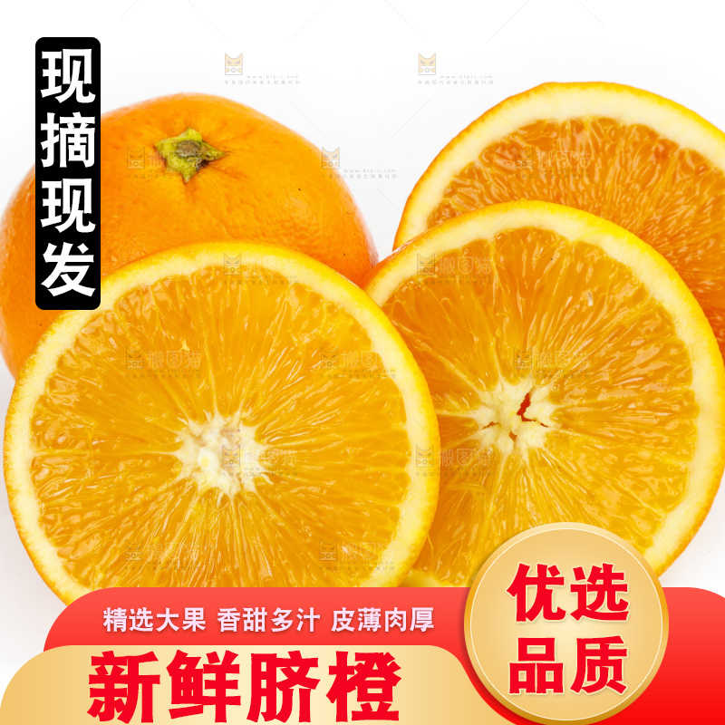白底上放着赣南脐橙