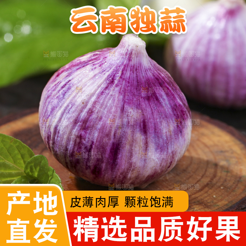 木底上摆放着云南紫皮独蒜