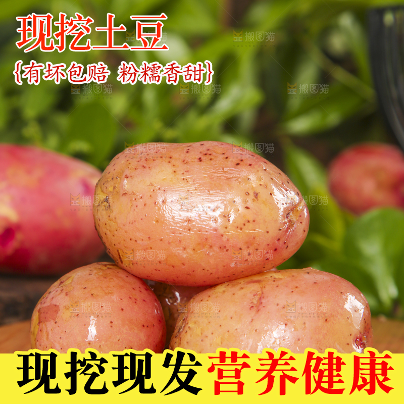 木底上放着红皮土豆