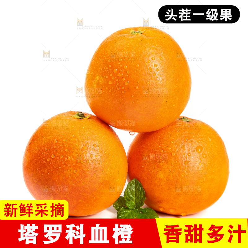 白底上放着玫瑰血橙