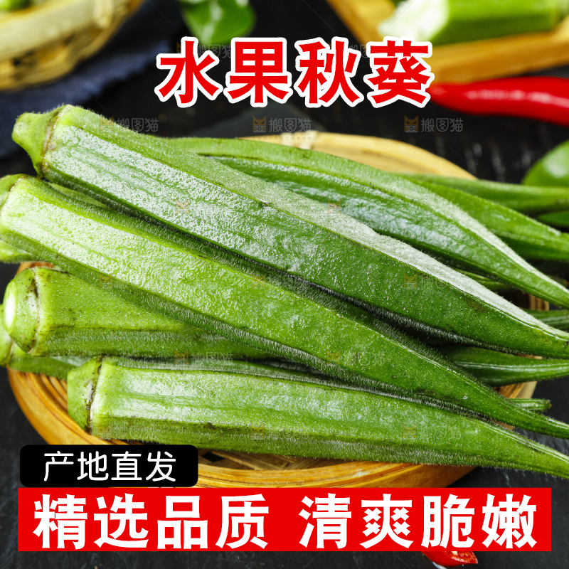 篮子里放着鲜嫩秋葵