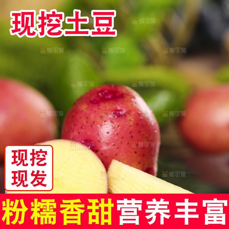 黑底上放着红皮黄心土豆