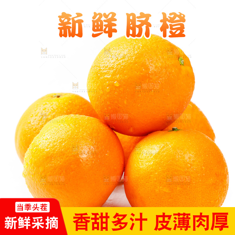 白底上放着赣南伦晚脐橙