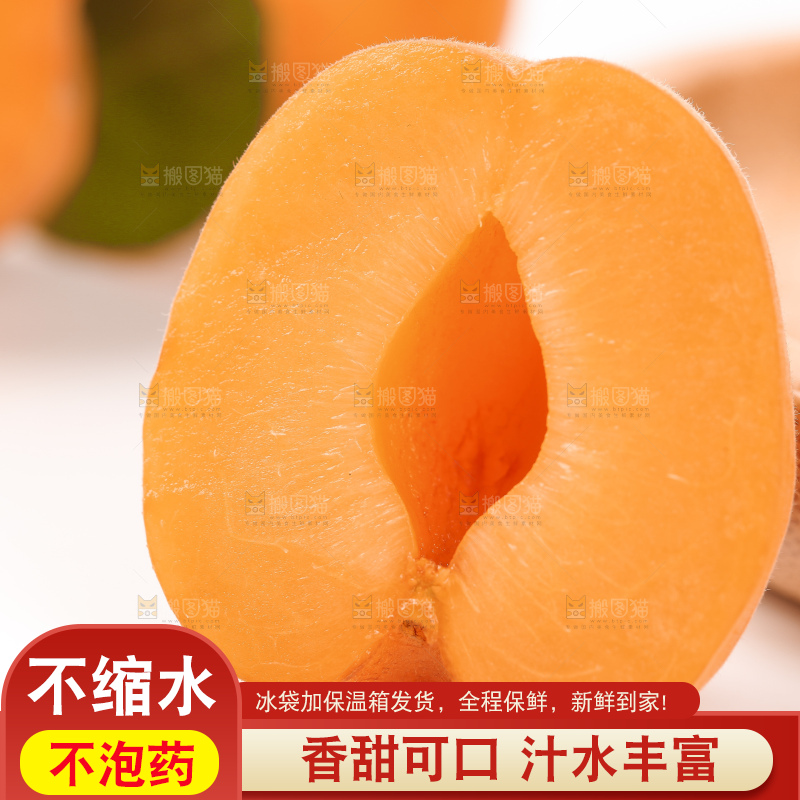 白底上摆放着秦岭头茬大黄杏