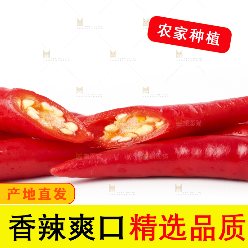 白底上摆放着小米椒