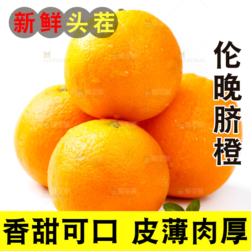 白底上放着赣南伦晚脐橙