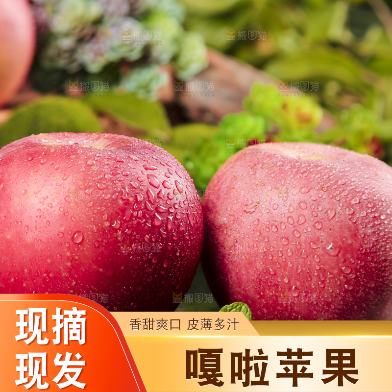 黑底上摆放着嘎啦苹果