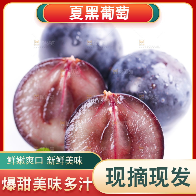 白底上放着夏黑加仑葡萄