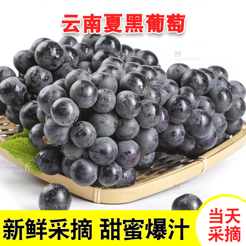 篮子里装着无籽黑提