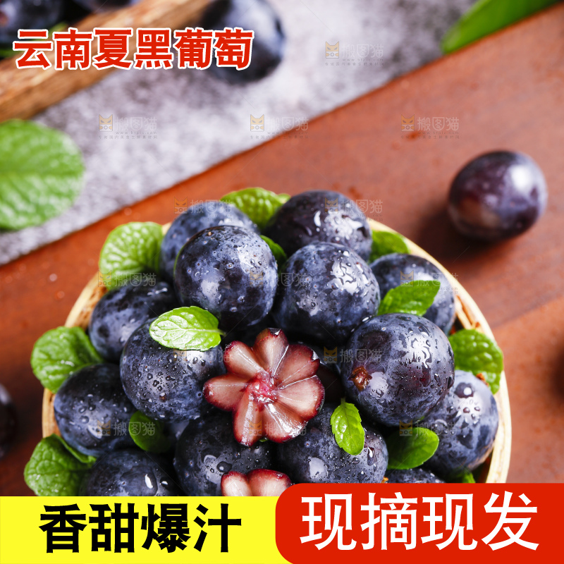 篮子里装着夏黑葡萄