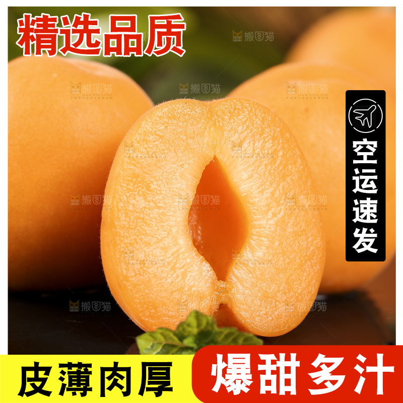 黑底上摆放着头茬大黄杏