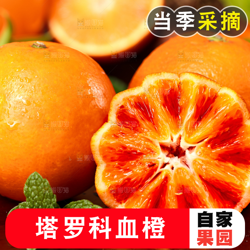 深底上摆放着塔罗科血橙