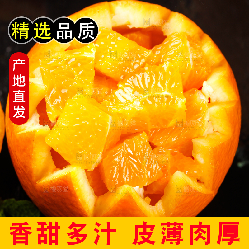 黑底上放着秭归脐橙