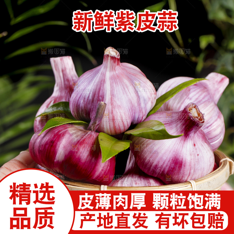 篮子里装着紫皮多瓣蒜