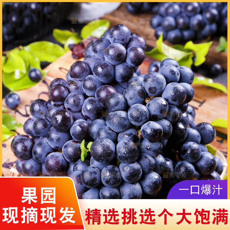 篮子里装着无籽黑提