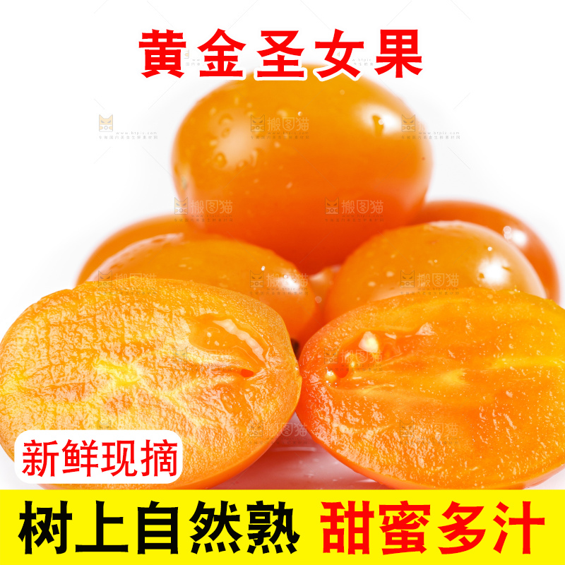 白底上的夏日阳光圣女果