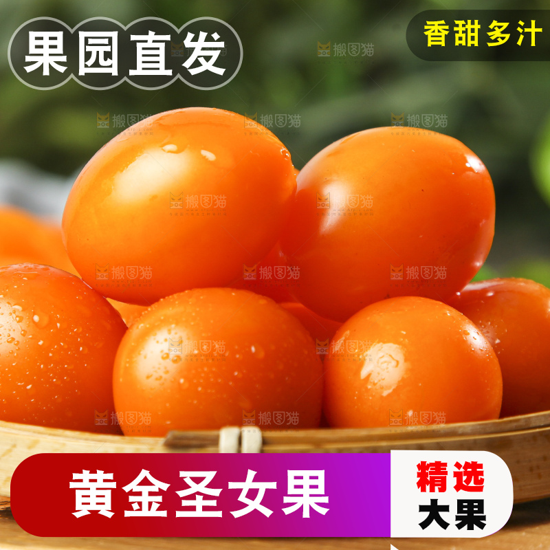 篮子里放着黄金圣女果
