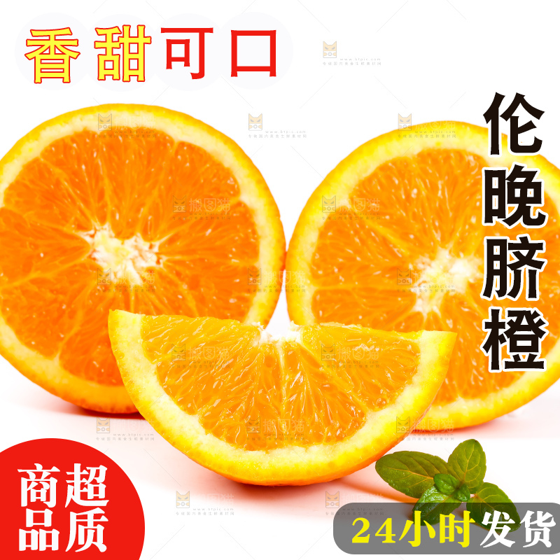 白底上摆放着湖北秭归伦晚脐橙