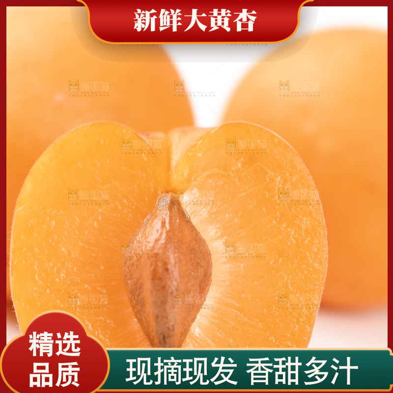 白底上摆放着秦岭头茬大黄杏